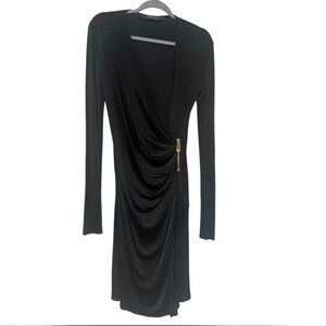 Versace  Long-Sleeve Wrap Dress with Gold Zip Detail